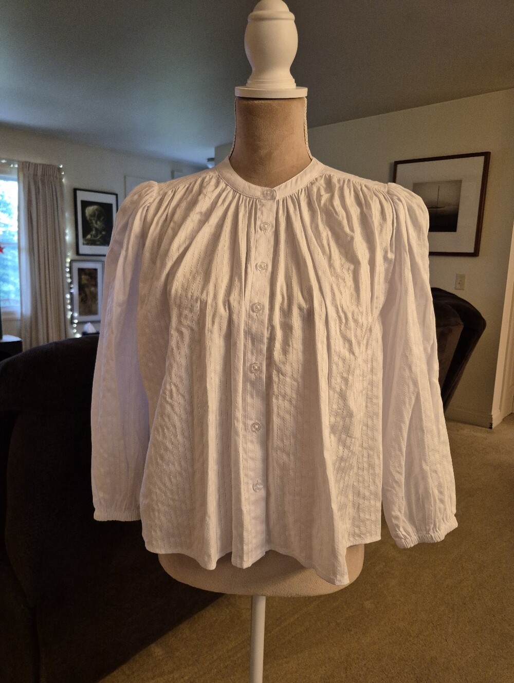 NWT Lot Of 2 Free Assembly Cotton Shirred Button Down Blouses Size XS - Picture 7 of 16